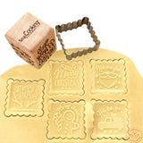 Scrap Cooking Christmas Cookie Wooden Stamp & Cutter Set