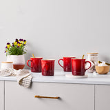 Le Creuset Seattle 400ml Stoneware 4-Piece Mug Set - Cerise