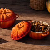 Le Creuset Halloween Stoneware Pumpkin Petite Round Casserole - Volcanic