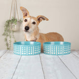 Scruffs Aztec 19cm Stoneware Pet Bowl - Turquoise Blue