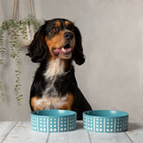 Scruffs Aztec 15cm Stoneware Pet Bowl - Turquoise Blue