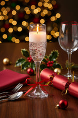 Premier Champagne Glass Gel Candle - Red Star Sparkles
