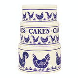 Emma Bridgewater Set of 3 Round Cake Tins - Blue Hens