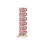 Bialetti Mercato Della Frutta Six Stackable Espresso Cups - Cherry