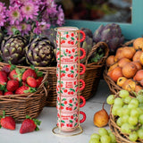 Bialetti Mercato Della Frutta Six Stackable Espresso Cups - Cherry