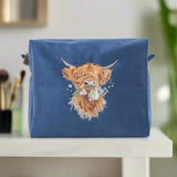 Wrendale Designs by Hannah Dale Embroidered Cosmetic Bag - Daisy Coo - Highland Cow