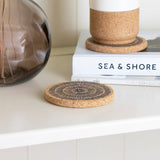 Liga Round Cork Coaster - Sandy Lines - Grey