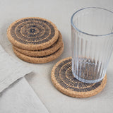 Liga Round Cork Coaster - Sandy Lines - Grey