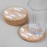 Liga Round Cork Coaster - Wave - White