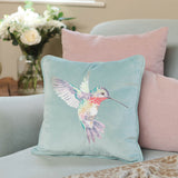 Wrendale Designs by Hannah Dale Embroidered Cushion - Wisteria Wishes - Hummingbird