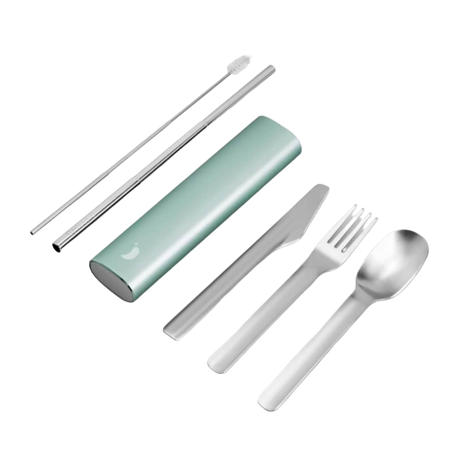3 Piece Green Stainless Steel Cutlery Set