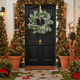 Premier Christmas 60cm Flocked Frosted Wreath - Berries, Pinecones & Silver Baubles