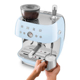 Smeg 50s Style Retro EGF03 Bean-to-Cup Espresso Coffee Machine - Pastel Blue