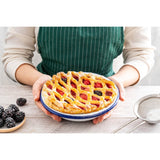 Falcon Enamel 24cm Round Pie Dish - White/Blue