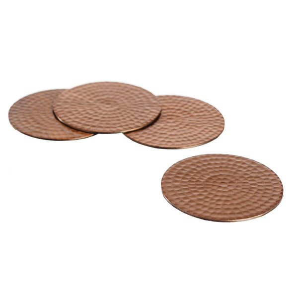 Selbrae House Flat Hammered Stainless Steel Set of 4 Coasters - Copper