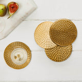 Selbrae House Flat Hammered Stainless Steel Set of 4 Coasters - Gold