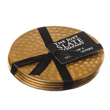 Selbrae House Flat Hammered Stainless Steel Set of 4 Coasters - Gold