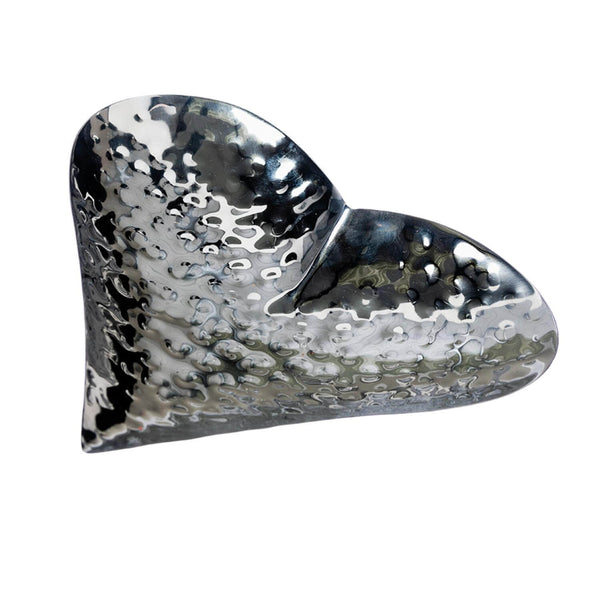 Selbrae House Hand Hammered Stainless Steel Heart Dish - Silver
