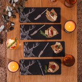 Selbrae House 4-Piece Mini Slate Cheese Board & Knife Set - Stag