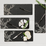Selbrae House 4-Piece Mini Slate Cheese Board & Knife Set - Stag