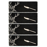 Selbrae House 4-Piece Mini Slate Cheese Board & Knife Set - Stag