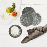 Selbrae House Flat Hammered Stainless Steel Set of 4 Coasters - Silver