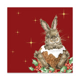 Wrendale Designs by Hannah Dale Pack of 20 Lunch Christmas Napkins - Merry Little Christmas - Rabbit