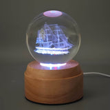 Inokoo Rotating 3D Crystal Globe Light - Sailing Ship