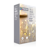Premier MicroBrights 2.5 Metre 50 LED Battery Operated Indoor/Outdoor Multi Action Lights - Warm White