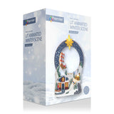 Premier 29cm LED Animated Winter Scene With Looping Santa - Blue