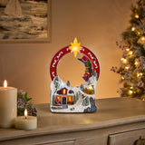 Premier 29cm LED Animated Winter Scene With Looping Santa - Red