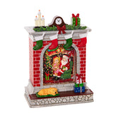 Premier 26cm Glitter Water Spinner - Fireplace With Santa