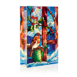 Premier 21cm x 13cm LED Stained Glass Decoration - Robin On Watering Can