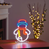 Premier 25cm LED Table Top Neon Decorative Sign - Snowman