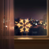 Premier Lit 45cm 720 LED Rose Gold Table Top Snowflake With Timer - Warm White