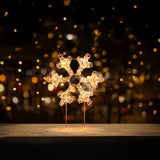 Premier Lit 45cm 720 LED Rose Gold Table Top Snowflake With Timer - Warm White