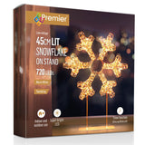 Premier Lit 45cm 720 LED Rose Gold Table Top Snowflake With Timer - Warm White