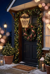 Premier 45cm 600 LED Twinkling Hanging Lantern With Rose Gold Frame - Warm White