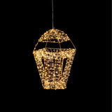 Premier 45cm 600 LED Twinkling Hanging Lantern With Rose Gold Frame - Warm White