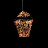 Premier 45cm 600 LED Twinkling Hanging Lantern With Rose Gold Frame - Red & Warm White