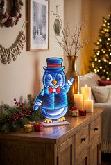 Premier 40cm LED Infinity Mirror - Penguin With Top Hat