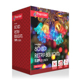 Premier 11.8 Metre 80 LED Multi Action Retro Bell Lights - Multi Coloured
