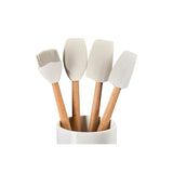 Le Creuset Craft 4-Piece Utensil Set with Stoneware Utensil Holder - Meringue