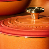 Le Creuset Limited Edition Signature 30cm Cast Iron Round Shallow Casserole - Flamme Doree