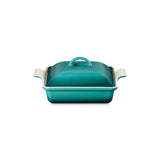 Le Creuset Heritage Stoneware 23cm Square Dish with Lid - Bleu Riviera
