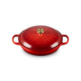 Le Creuset L'Etoile Christmas 30cm Round Shallow Cast Iron Casserole - Cerise