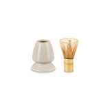 Le Creuset Serenity Collection Bamboo Matcha Whisk & Stoneware Stand - Brioche