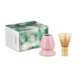 Le Creuset Serenity Collection Bamboo Matcha Whisk & Stoneware Stand - Sugar Pink