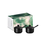 Le Creuset Serenity Collection Set of 2 Stoneware Condiment Pots with Spoons - Satin Black
