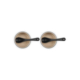 Le Creuset Serenity Collection Set of 2 Stoneware Condiment Pots with Spoons - Satin Black